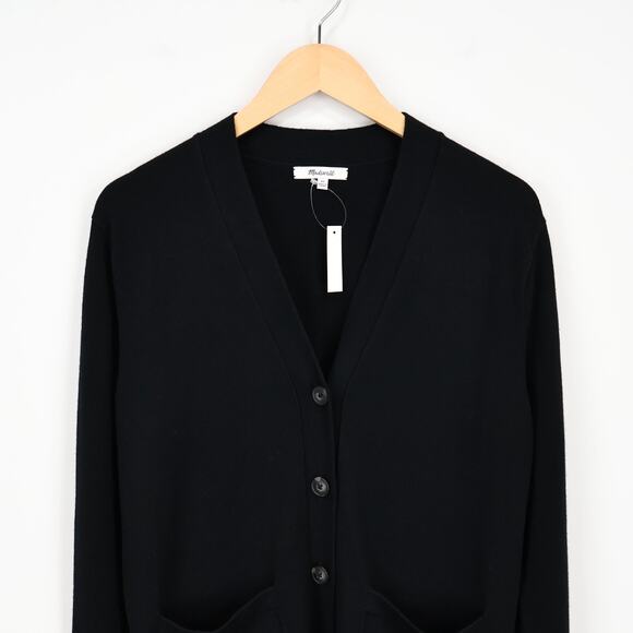 NWT Madewell 100% Merino Wool Relaxed Fit Boyfriend Cardigan True Black Size XS - Picture 6 of 10